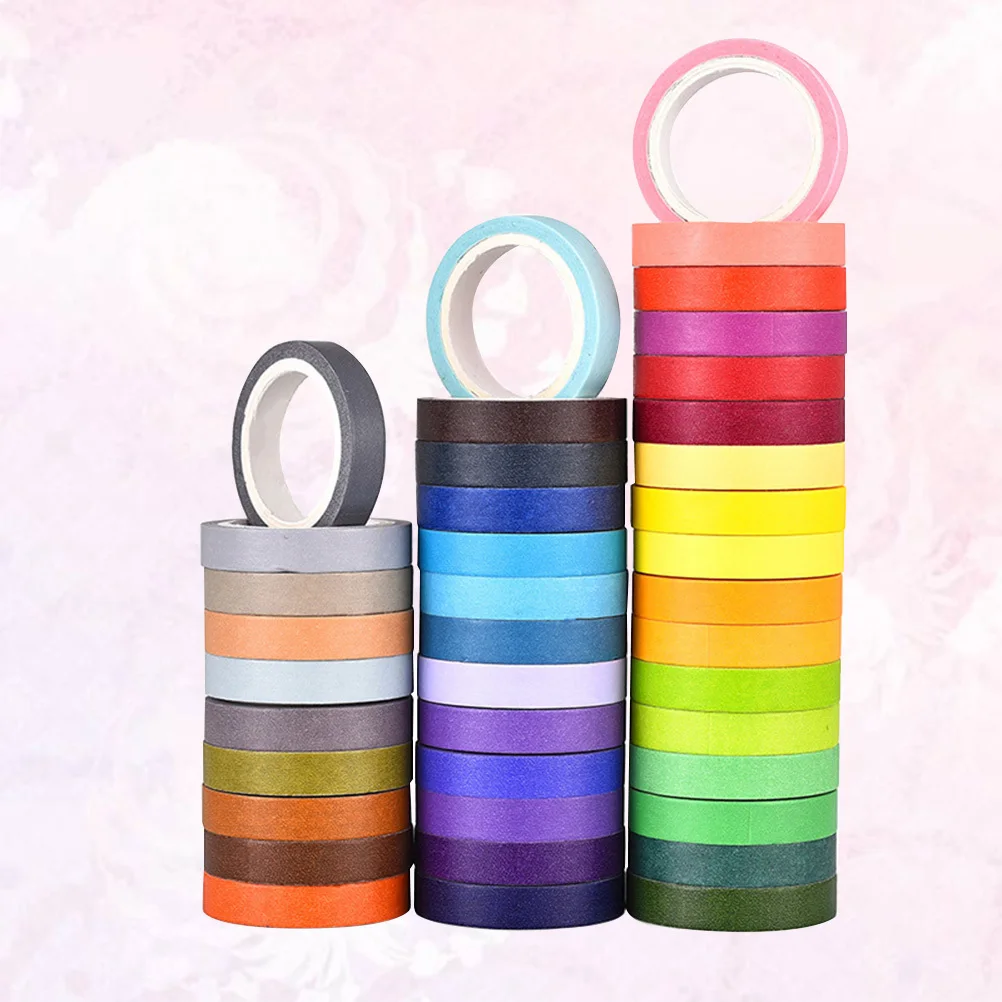 40Pcs Rainbow Washi Tape DIY Paper Tape Creative Decorative Adhesive Tapes for Scrapbook Planner Journal Gift Wrap