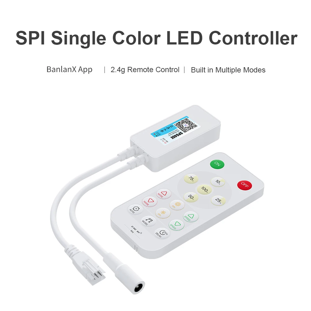 SP646E SPI 1CH Single Color Blue-tooth LED Music Controller APP Control DC5-24V for Addressable Single Color Led Strip Lights