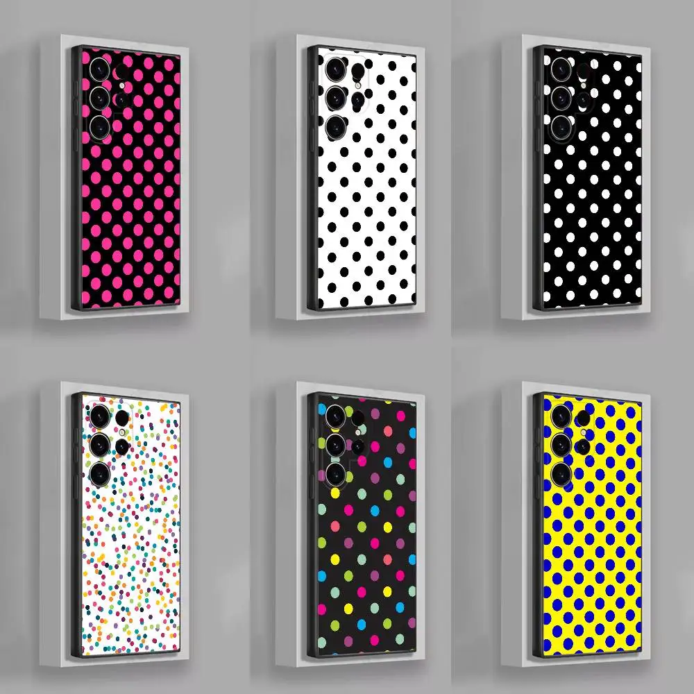 

Phone Case For Samsung S25,S24,S21,S22,S23,S30,Ultra,S20,Plus,Fe,Lite,5G Black Polka Dot Colorful Pattern Cover