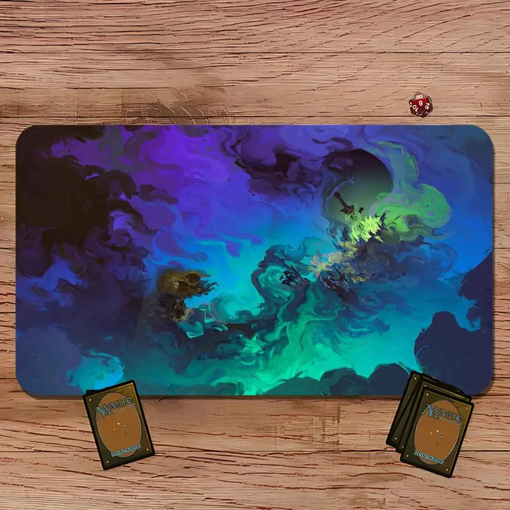 35x60 Nebula Land Card Playmat Stitched with Magic Zones Tabletop Game Mats for MTG/TCG Battle Commander Desk Gaming Mat