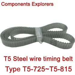 Steel wire Closed Loop Timing Belt PU Width10/15/20mm T5-725 740 750 765 770 775 780 800 810 815