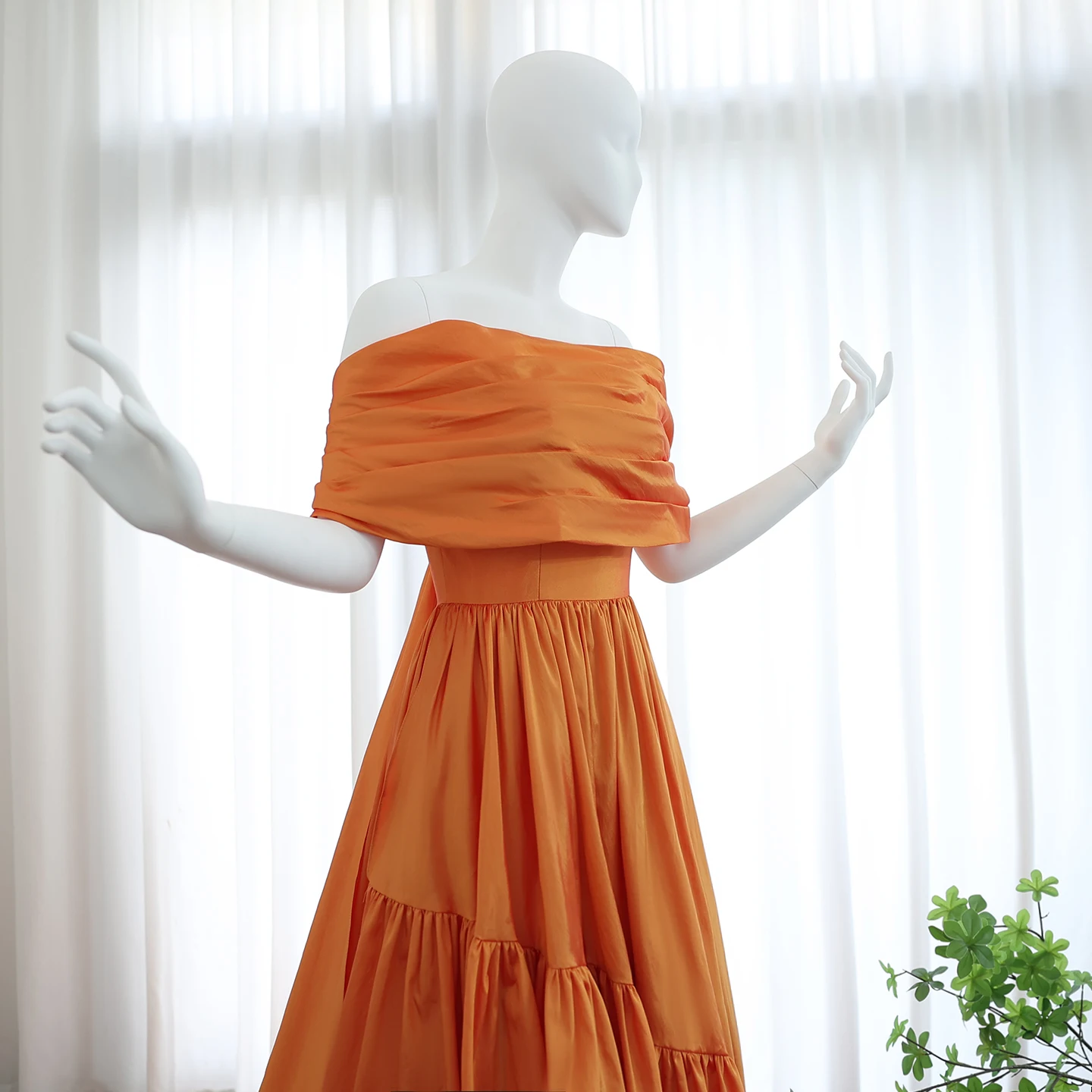 Sharon disse rosa fora do ombro alto baixo árabe evning vestido para casamento feminino laranja babados festa formal vestidos sf020 personalizado