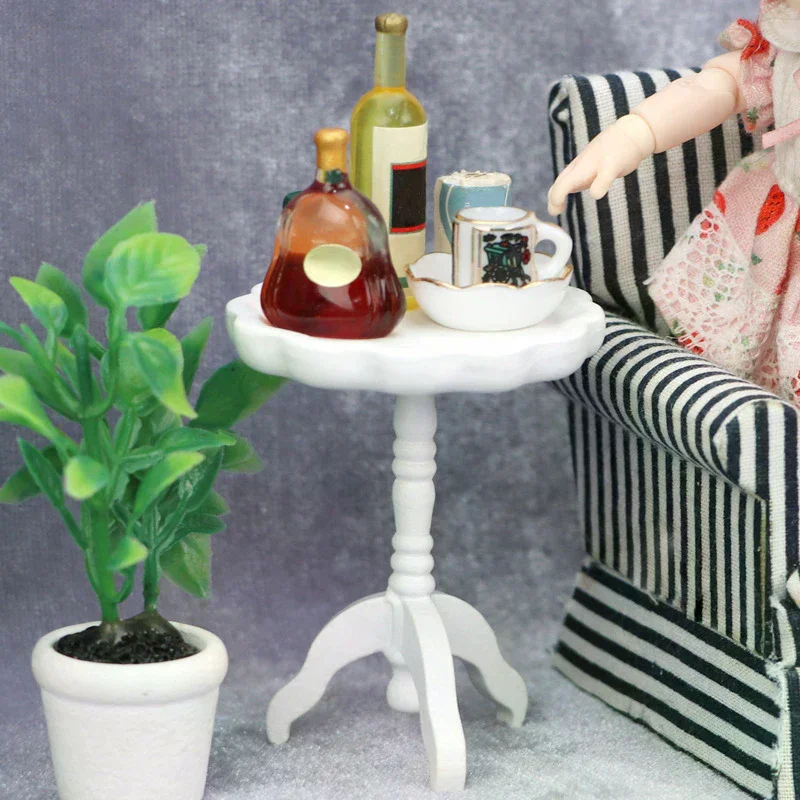 1:12 Dollhouse Miniature Round Table Coffee Table Side Table Furniture Home Model Decor Toy Doll House Accessories