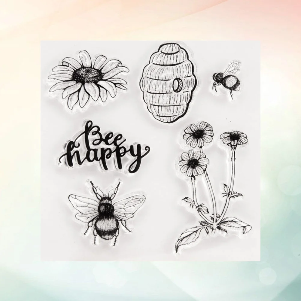 

Bee Stamp Sheets Transparent Clear Seal Decorative Sunflower Stamps for DIY Scrapbooking Craft Photo Album Diary Decoration