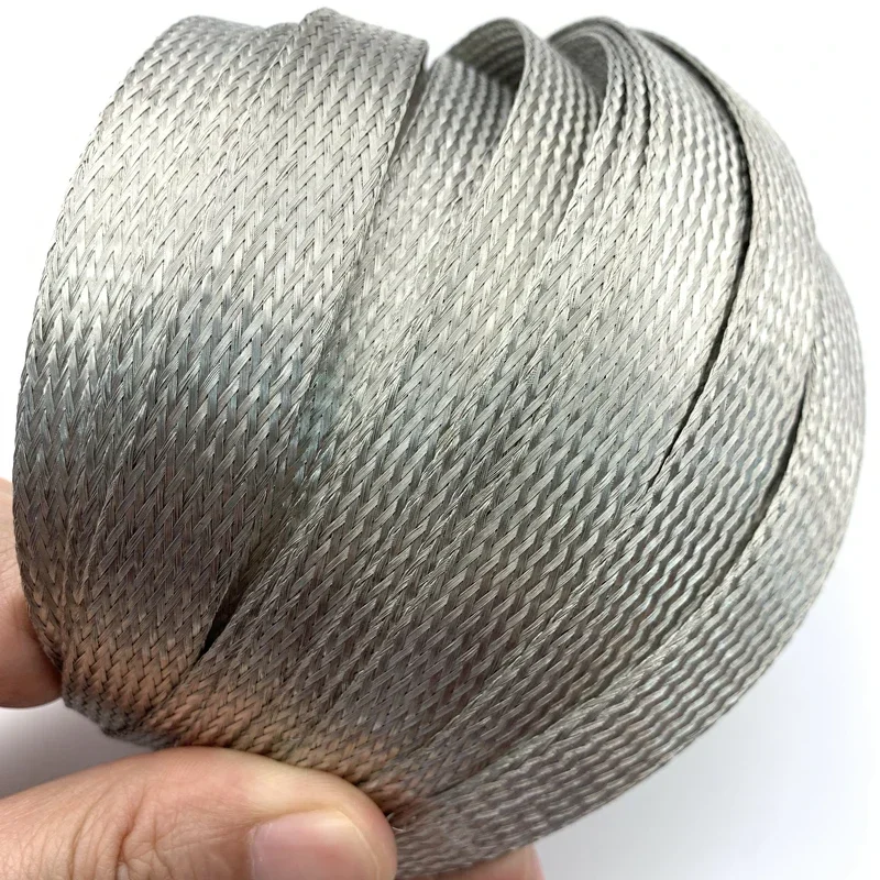 2/5M Width 2 4 6 8 10~28mm Copper Braided Sleeve Tinned Plating Expandable Screening Signal Wire Cable Shielded Metal Sheath