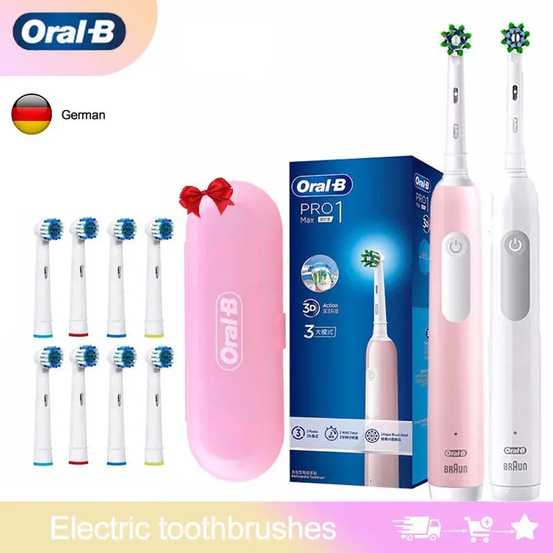 Oral B Pro1 Max 3D Intelligent Pressure Control 4 Operation Modes Sensor Rechargeable Electric Toothbrush with Free Brush Heads