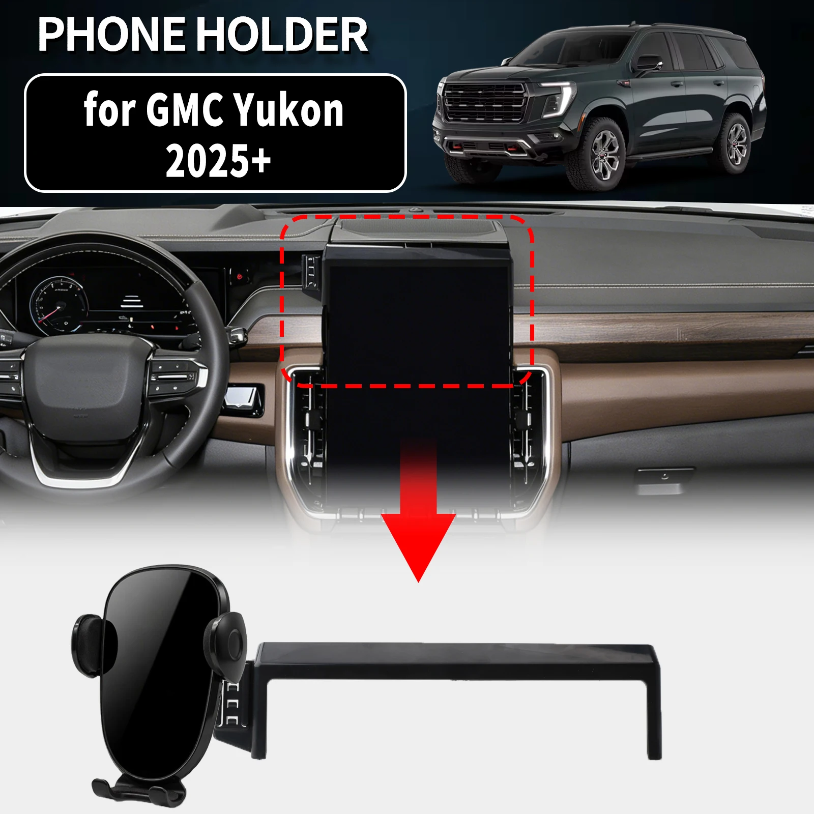 for GMC Yukon 2025 2026 2027 LHD  Vehicle-Specific Phone Holder Mount Car GPS Stand Easy Fix Auto Accessories