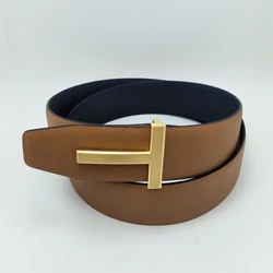 Cintura a forma di T in pelle con piega Palmar maschile di design di merci di lusso di alta qualità con uso su entrambi i lati Tom ceinture