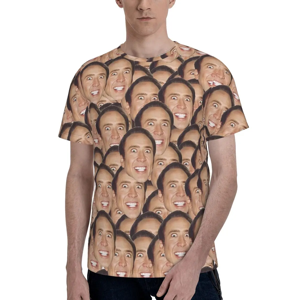 Nicolas Cage Meme T-Shirt for Men Cotton T Shirts Men's Tees Short Round Neck Summer Clothes Tops
