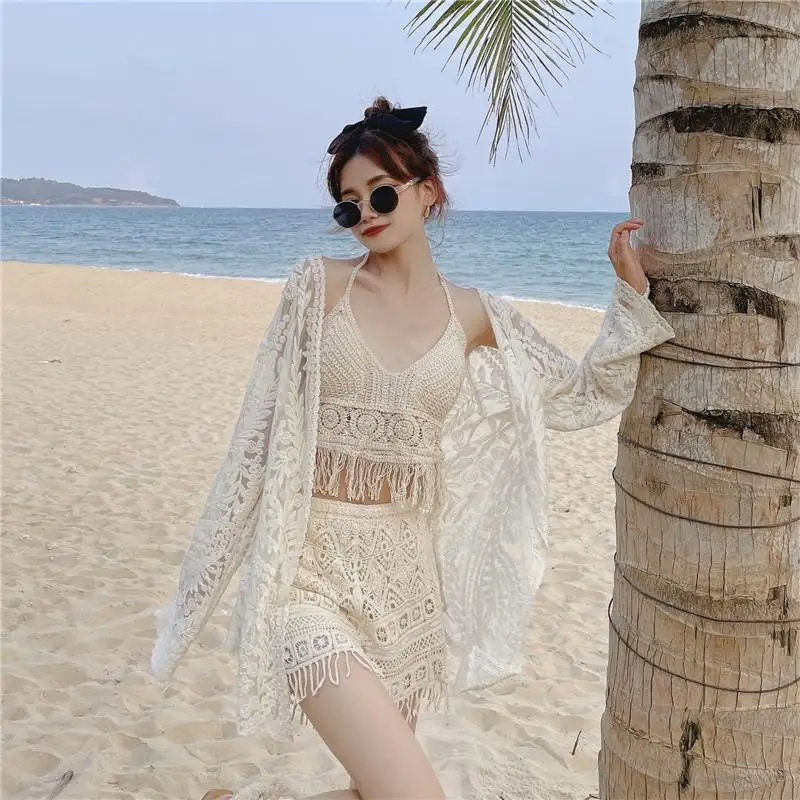 Women's Boho Fringe Backless Halter Tie Neck Underwear Outerwear with Neck Hanging Embroidery Tassel Suspender Vest Short Tank image 5