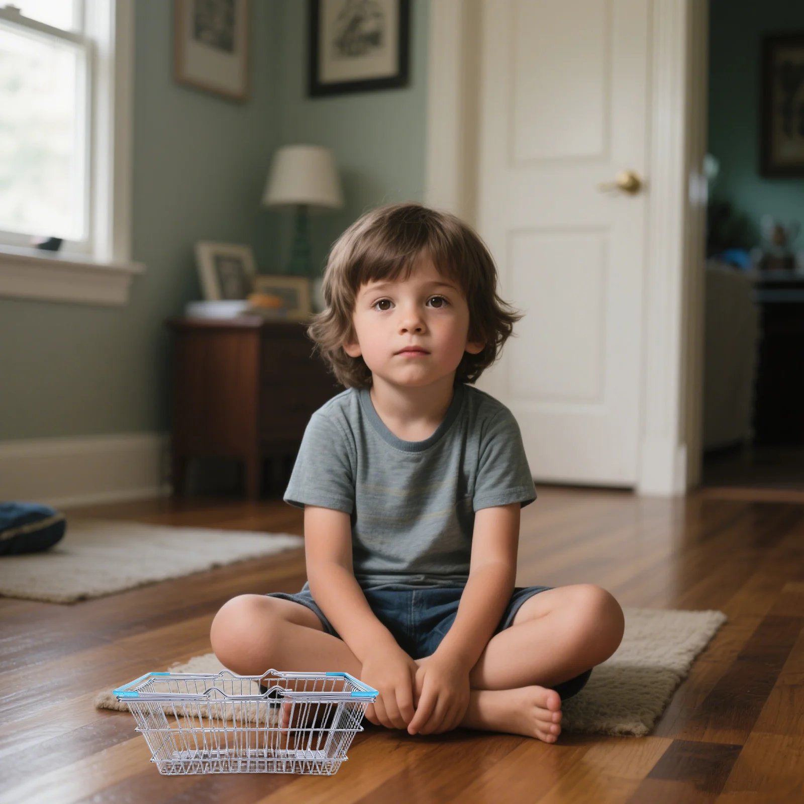 Mini-winkelmandje voor kinderen Ijzerdraadmand Handvat Multifunctioneel speelhuis Supermarkt Winkelwagenopslag Poppenhuismeubilair