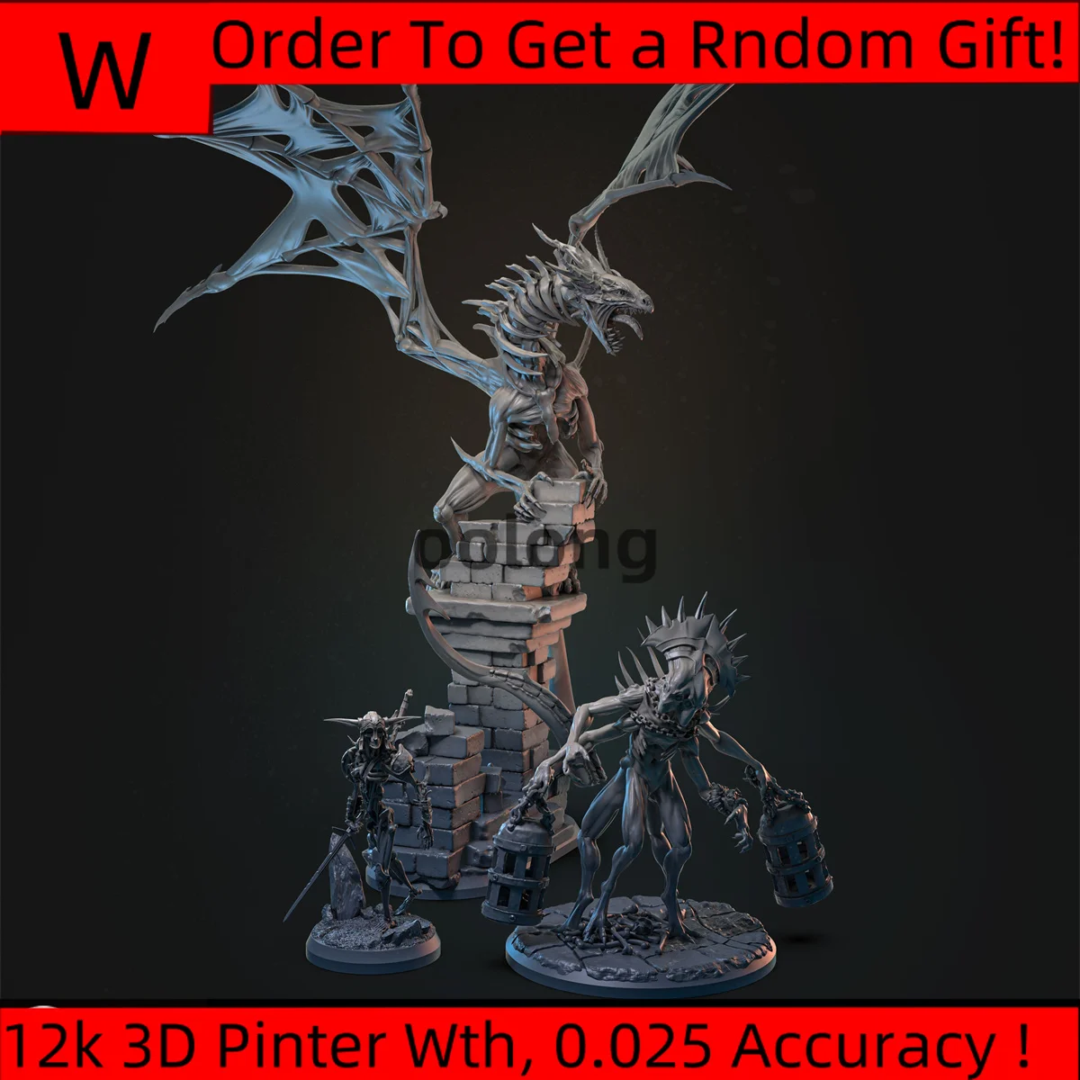 Miniature Resin Model Undead Creature Bone Dragon, Skeleton Warrior, Cage Weirdo DND Board Game Chess Model Unpainted