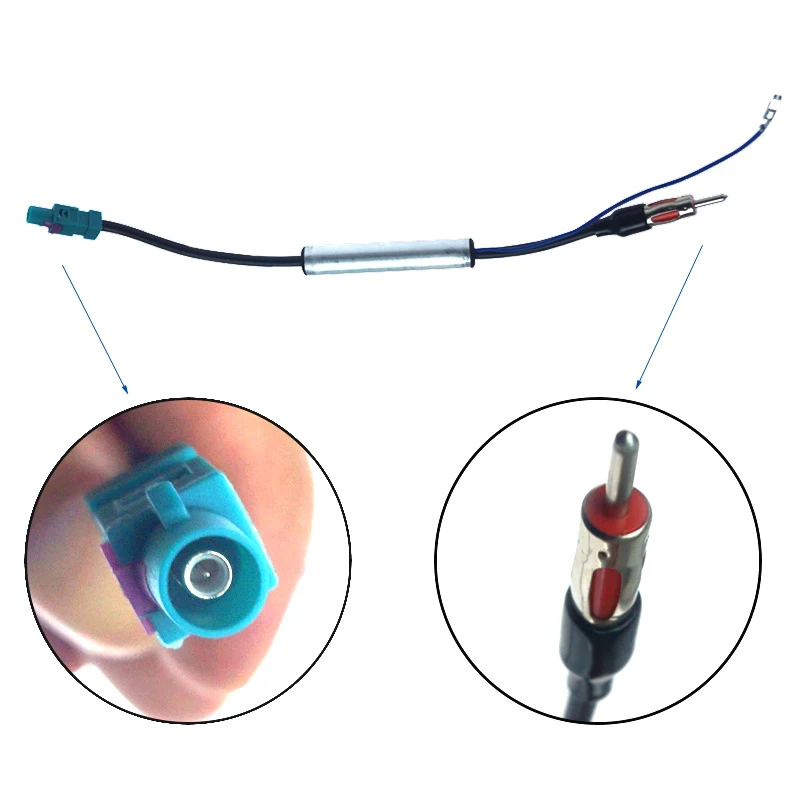 Car Radio Antenna AM/FM Audio Radio Signal Amplifier Dual To DIN RF Radio Antenna Aerial Adapter Cable For