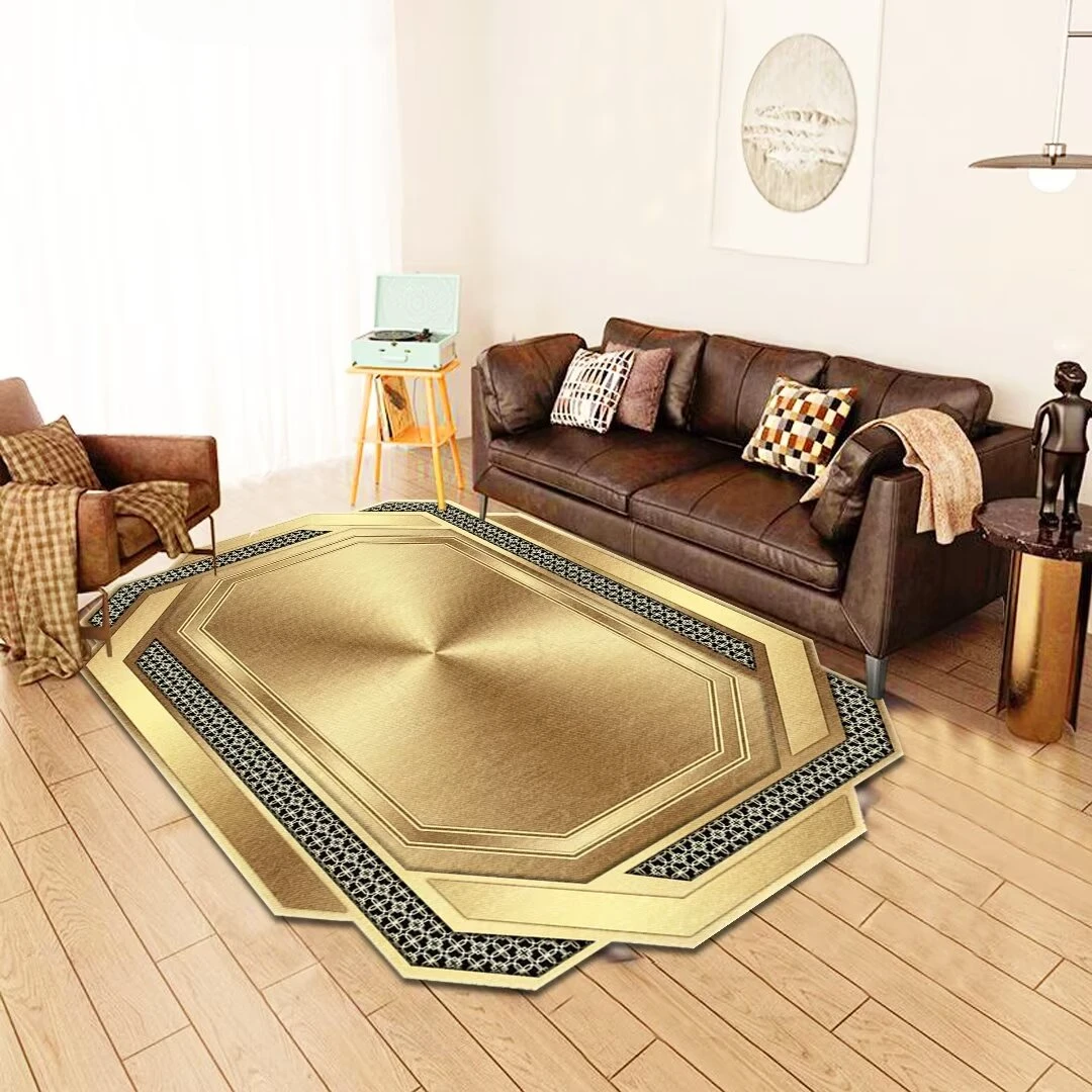 

Luxurious Living Room Modren Style Irregular-shaped Carpets Golden Bedroom Customizable Area Rugs Customizable Fluffy Floor Mats