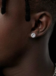 Hip Hop Acrylic Zircon Stud Earrings For Men Rock 1PCS Geometric Crystal Earrings For Women Puck Bar Party Jewelry Wholesale