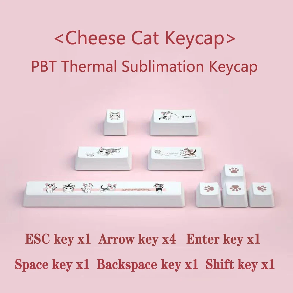 10 Keys Biochemical PBT Double Shot Keycaps Space Bar For Mechanical Keyboard Rouge Poems Cheese Gk61 Custom OEM Profile Keycap