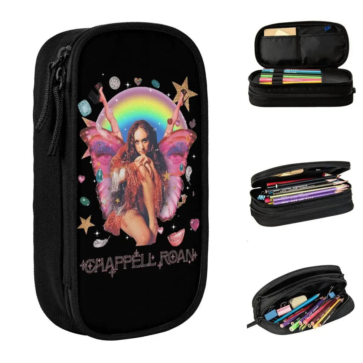 Chappell Roan Chappell Fairy Pencil Cases Good Luck Babe Pencilcases Pen Box for Student Big Capacity Bag Students School Zipper