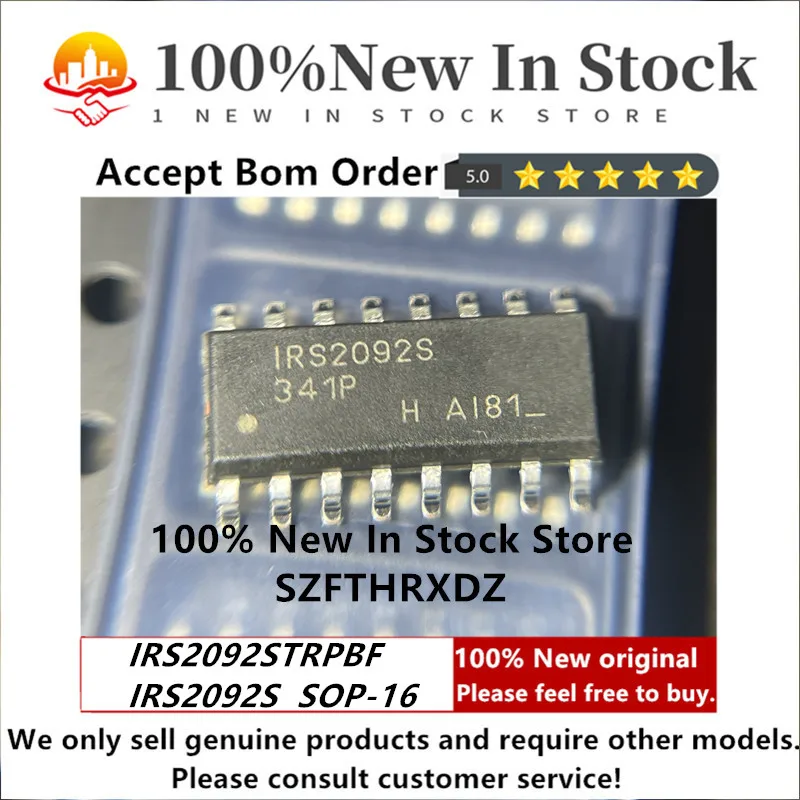 100% NEW ORIGINAL IRS2092STRPBF SOP16 IRS2092S SOP-16 Audio Amp Speaker 1-CH Mono Class-D 16-Pin