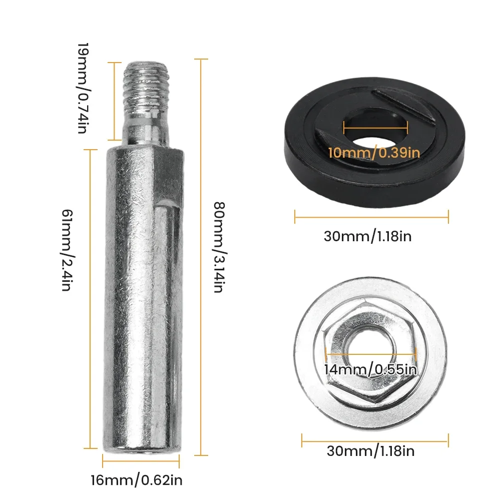 Imagem -02 - Eixo Ângulo Moedor Extensão Biela & Porca Peças Conjunto para Adaptador de Polimento Kit Moagem Cabeças Rodas Disco M10
