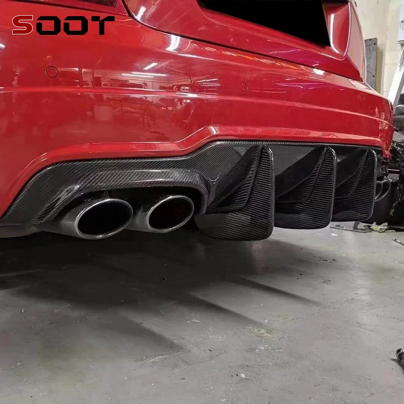 For Mercedes-Benz C Class W204 C63 AMG 2012-2014 Carbon Fiber Rear Bumper Diffuser Lip Spoiler Splitter Protector Upgrade body k view 6