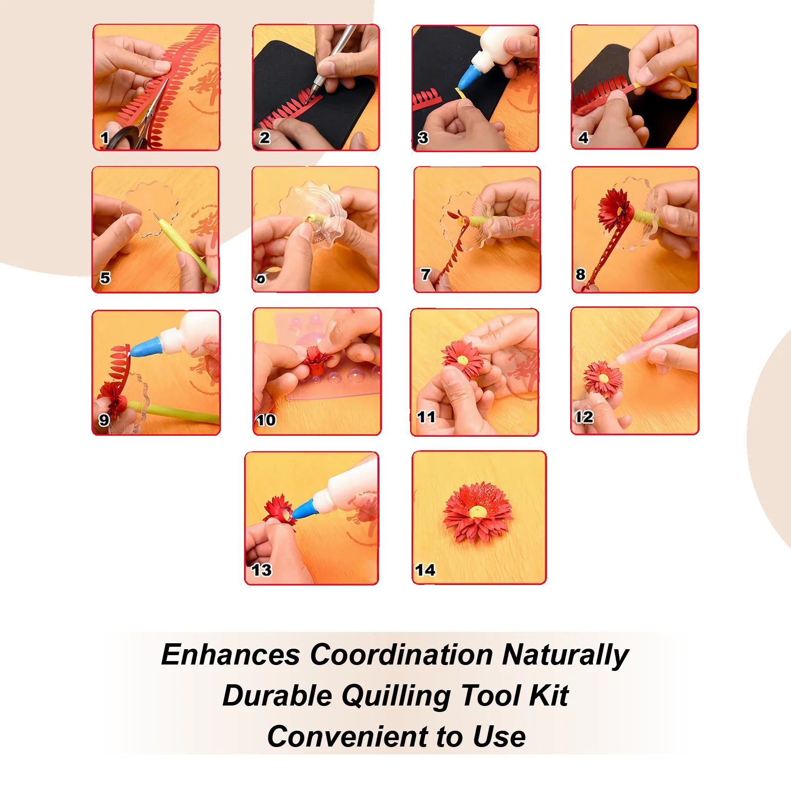 

Quilling Kit Supplies Decoration Colorful Party 3D Paper Quilling Petal Decoration For Women Adults Beginner Craft Birthday