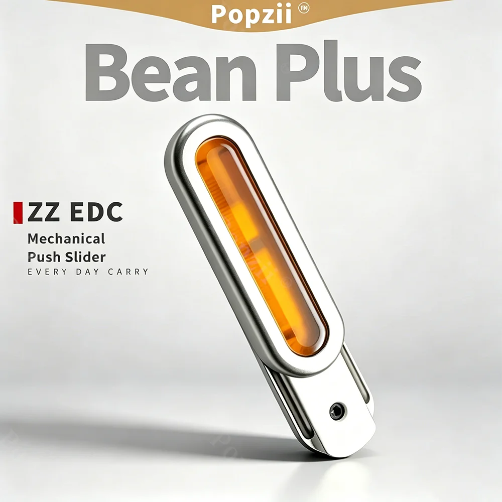 ZZ EDC Bean Plus Fidget Slider Stress Relief Toy Stainless Steel PEI Push Slider Fidget Toys For Adults Anxiety Relief Gadgets