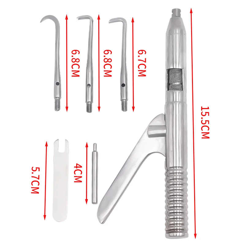Dental Automatic Singlehanded Crown Remover Gun Stainless Steel Dentistry Surgical Instrument Tools With 3 Working Tip