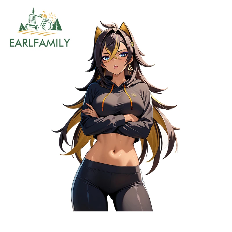 EARLFAMILY Succubus Fox Girl Car Decal Bumper Vinyl Car Sticker Windshield Computer Decals  Waterproof Sunscreen Decoration