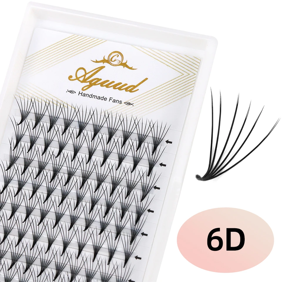 AGUUD Kamelien-Volumen-Wimpern, vorgefertigt, weich, doppelseitig, flach, 3D 4D 5D 6D, tiefschwarz, Wimpernverlängerung – Detail 14