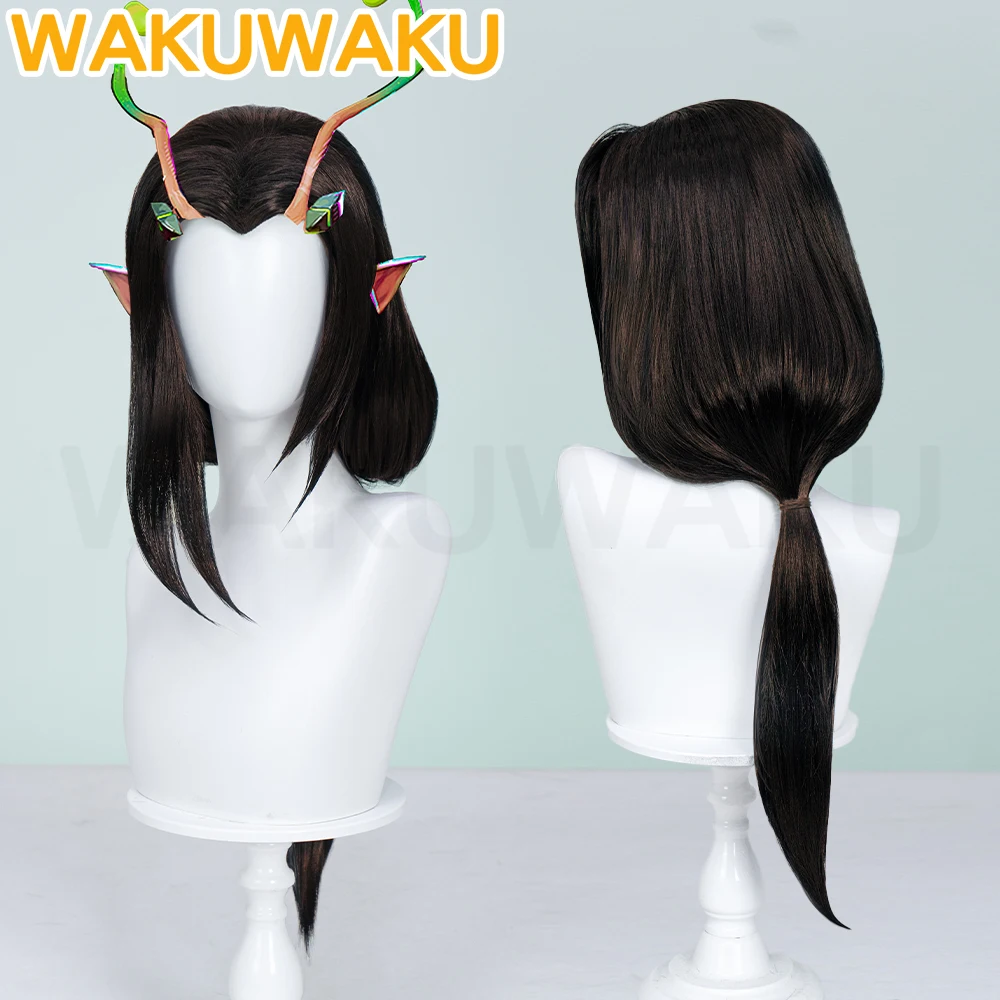 AUF LAGER Mantis Perücke Spiel Cosplay Perücke WakuWaku Damen 75cm Schwarzes Langes Haar Rivals Mantis Cosplay Kostenlose Perückenkappe