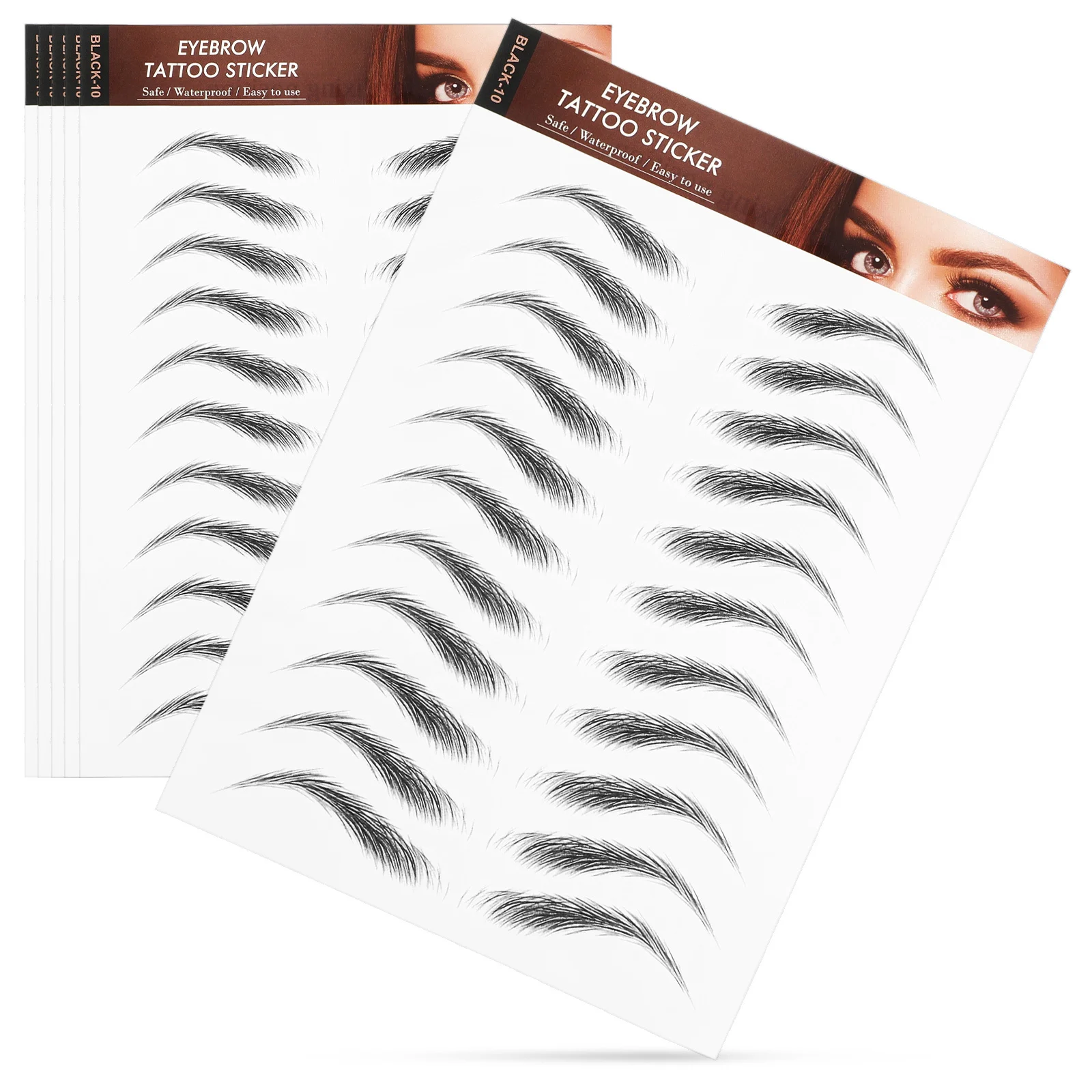 防水眉毛ステッカー リアルな髪のようなデザイン 簡単に貼れる取り外し可能な一時的なメイクアップ グルーミング シェーピング 転写ステッカー