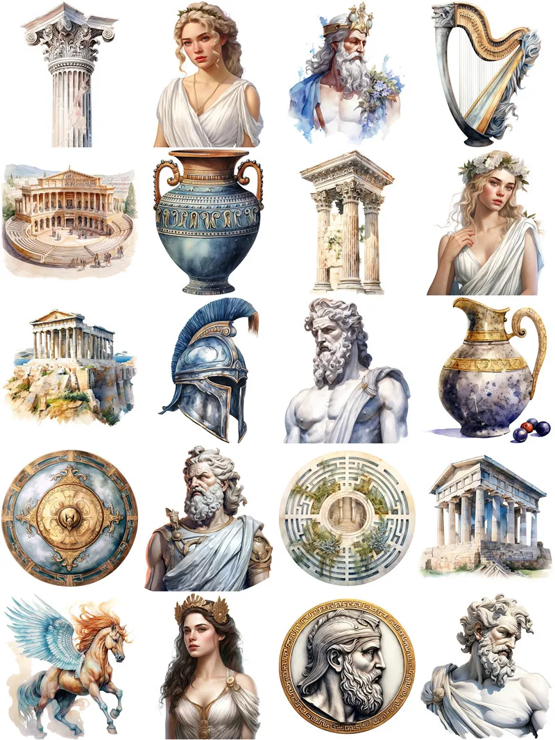 20Pcs/Pack Classical Greek Sticker DIY Craft Scrapbooking Album Junk Journal Decorative Stickers