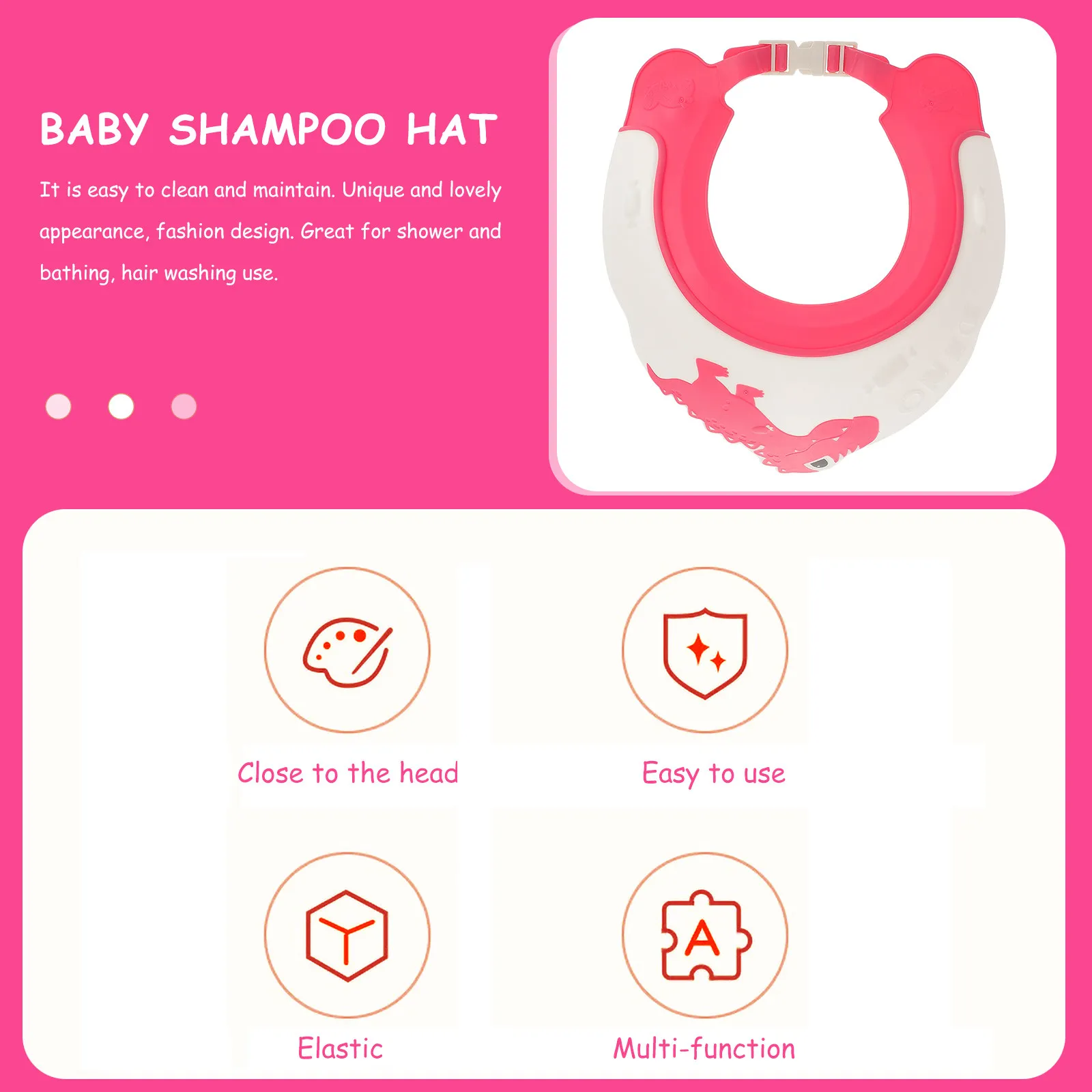 

Dinosaur Shape Baby Shower Cap Kids Hair Washing Shield Toddler Shampoo Hat Bathing Protective Hair Washing Hat