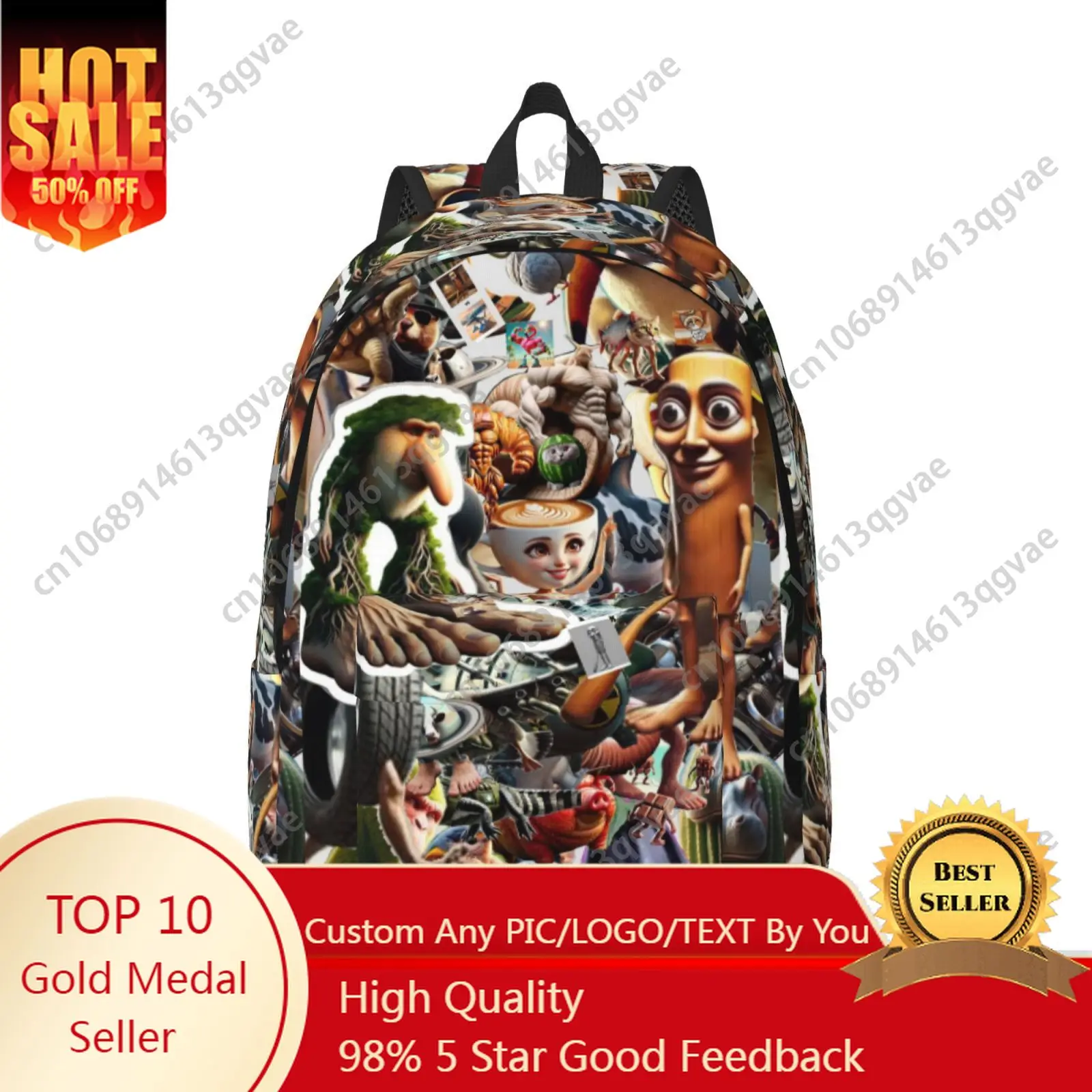 

Abstract Italian Brainrot AI Custom Canvas Lightweight Backpack Fashion Durable Student Men Women Business Daypack
