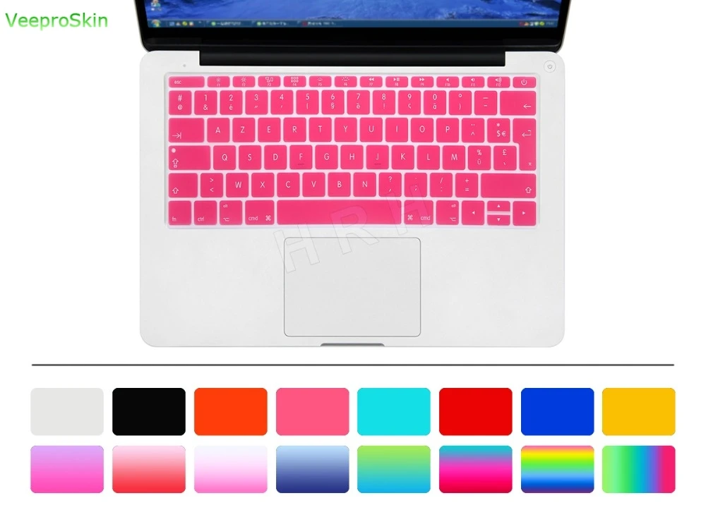 For Macbook 12 inch AZERTY French UK Silicone Keyboard Cover Skin for MacBook New Pro 13