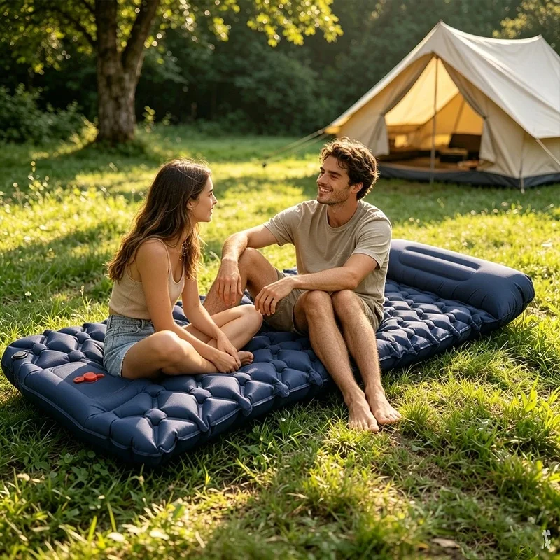 Ultralight Inflatable Camping Sleeping Pad Built-in Pump Air Mattress With Pillow Waterproof Portable Sleeping Mat For Outdoor T image 6