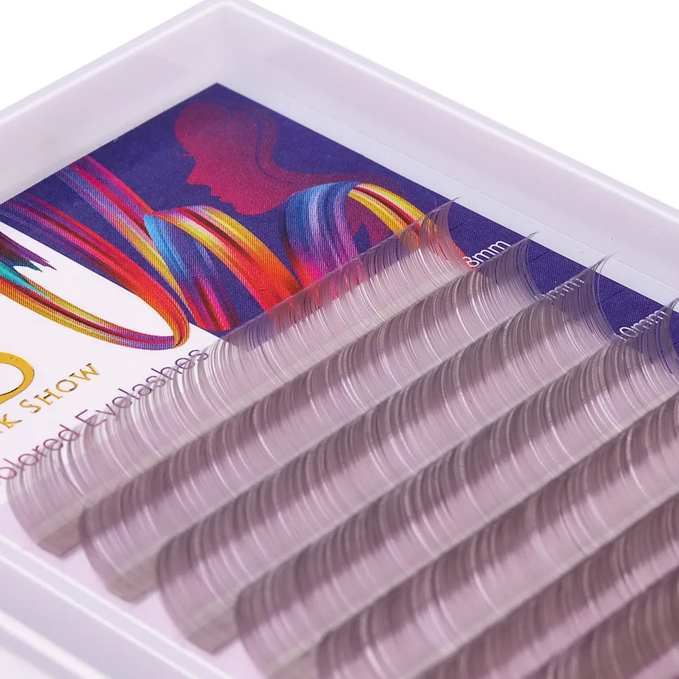 NEWCOME Color Lash Purple Blue Brown Green Red White Pink Yellow Eyelash Extensions Individual False Colored Mink Lashes Makeup