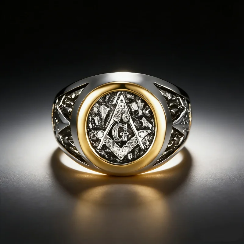 Andara Mens Masonic White AG CZ Ring Mens Stainless Steel Size 5-16 316 Titanium Steel Fashion Jewelry Wholesale view 5