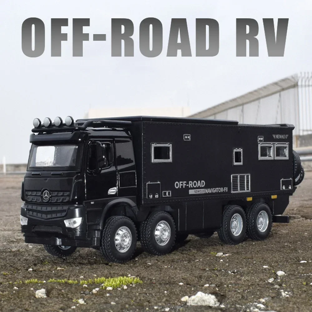 1/24 Benz Nomadism Off-road RV รถยนต์รุ่นของเล่นล้อดึงกลับยางยาง Light เพลงมอเตอร์บ้านเด็กตกแต่งของขวัญ