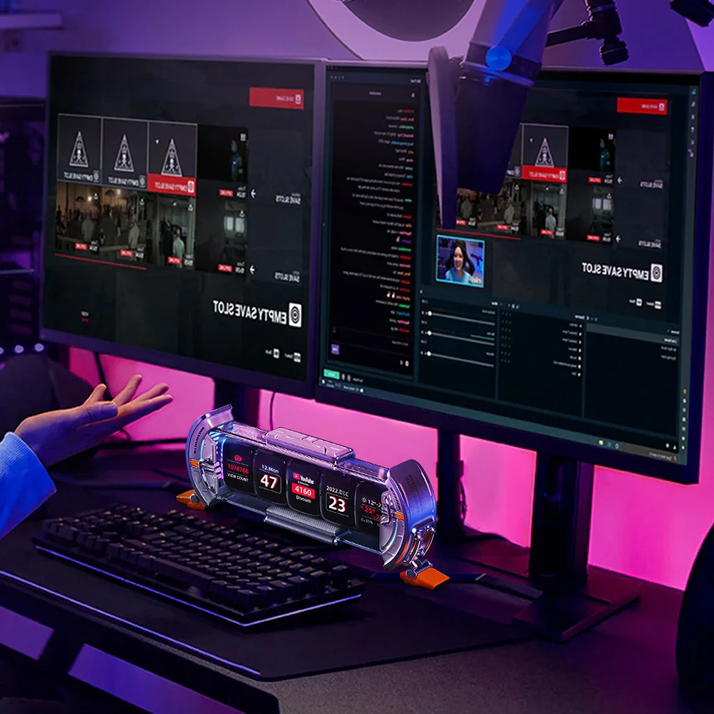 ملحقات مكتب الألعاب Times Gate Cyberpunk RGB - شاشة IPS Pixel DIY لإعدادات ألعاب الكمبيوتر ومكاتب غرف الألعاب