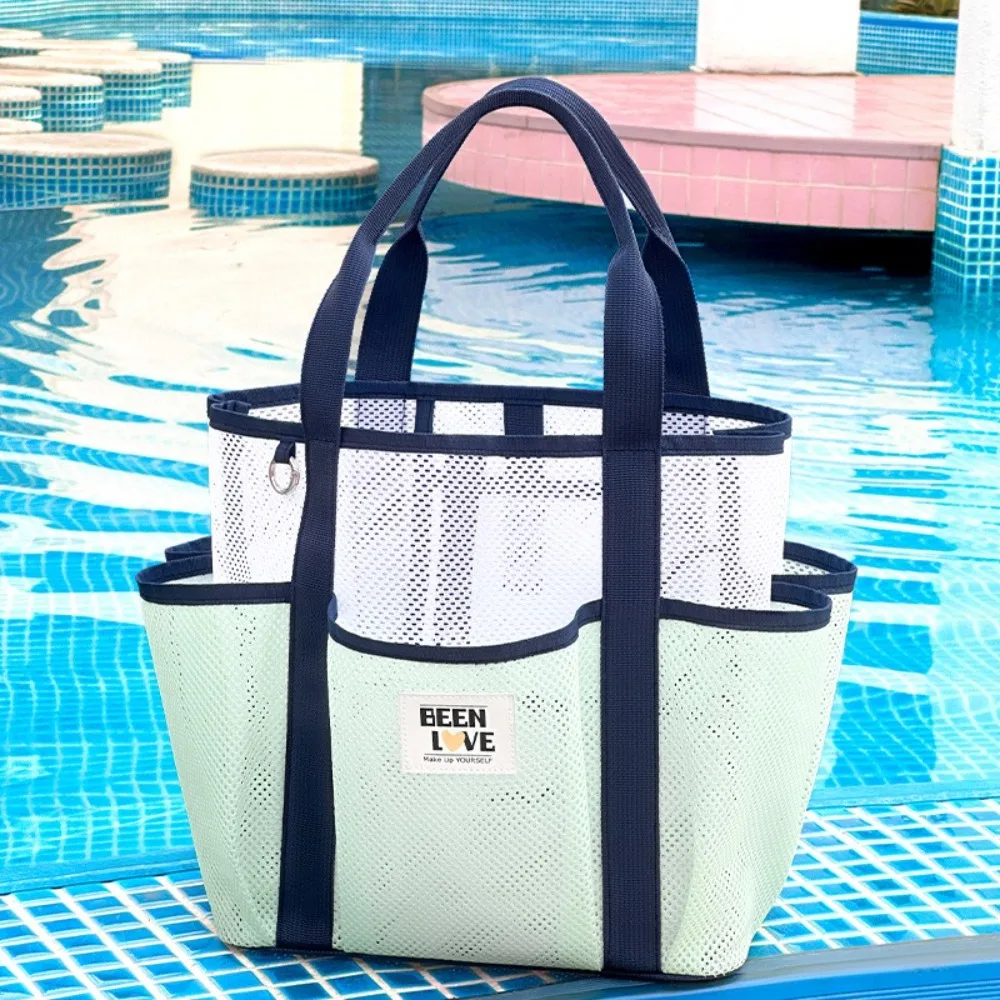 Sac de plage en maille respirante, sac à main de natation pliable de grande capacité, sac à bandoulière de voyage Portable INS, organisateur de jouets de sable