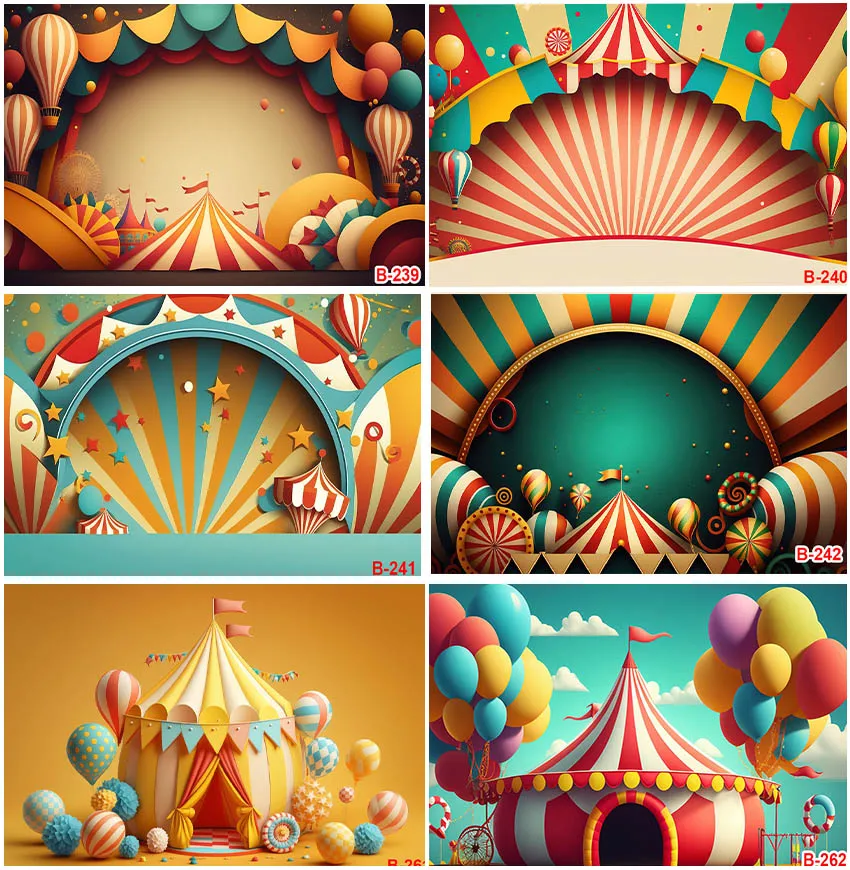 

Circus Theme Photographic Backdrops Carnival Play Show Stage Color Children Portrait Party Birthday Backgrounds Studio Banner