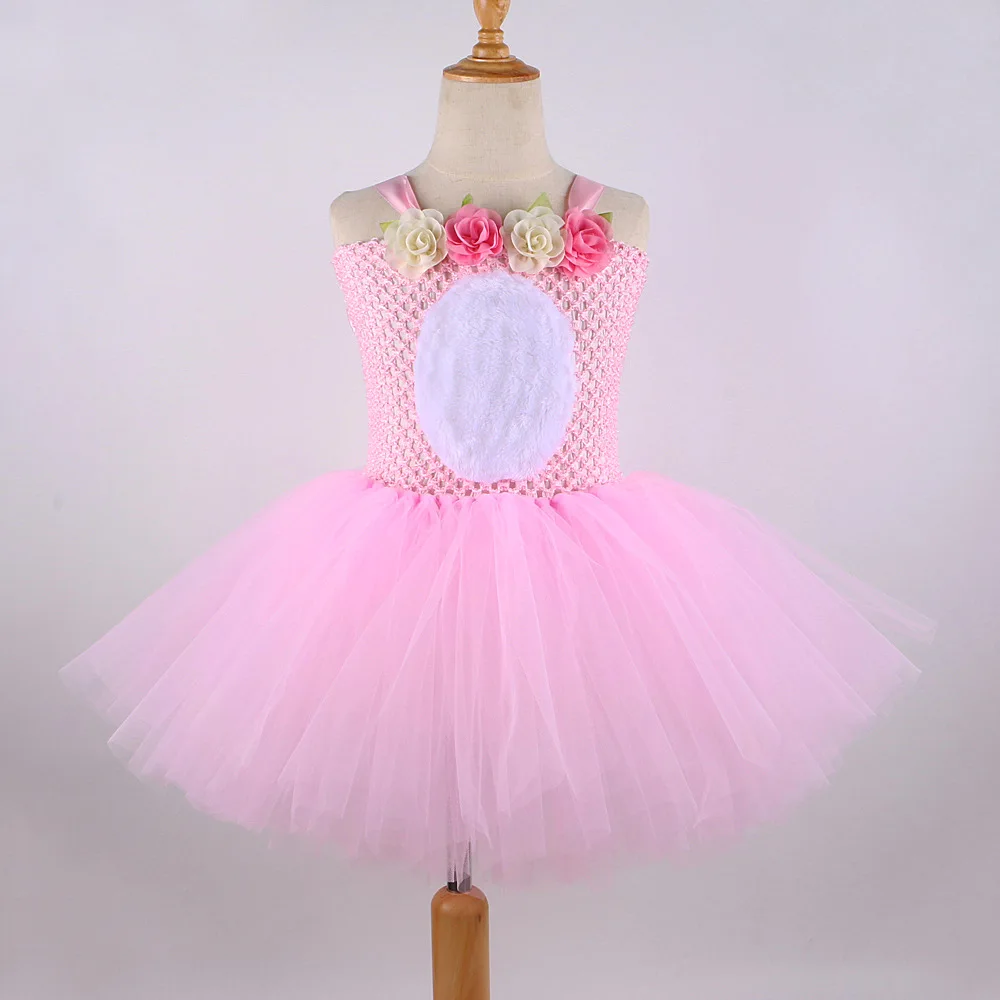 Girls Easter Cute Sweet Little Bunny Style Fluffy Princess Tutu Dress With Accessory Outfit Birthday Holiday Party Role Play Set