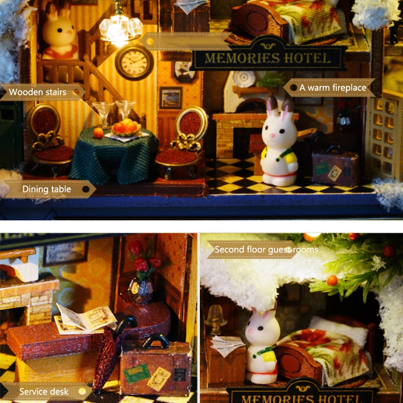 Box Theater Mini Doll House Desk Decorations Miniature DIY Dollhouse Kits Furniture Case Toys For Xmas Birthday Gifts