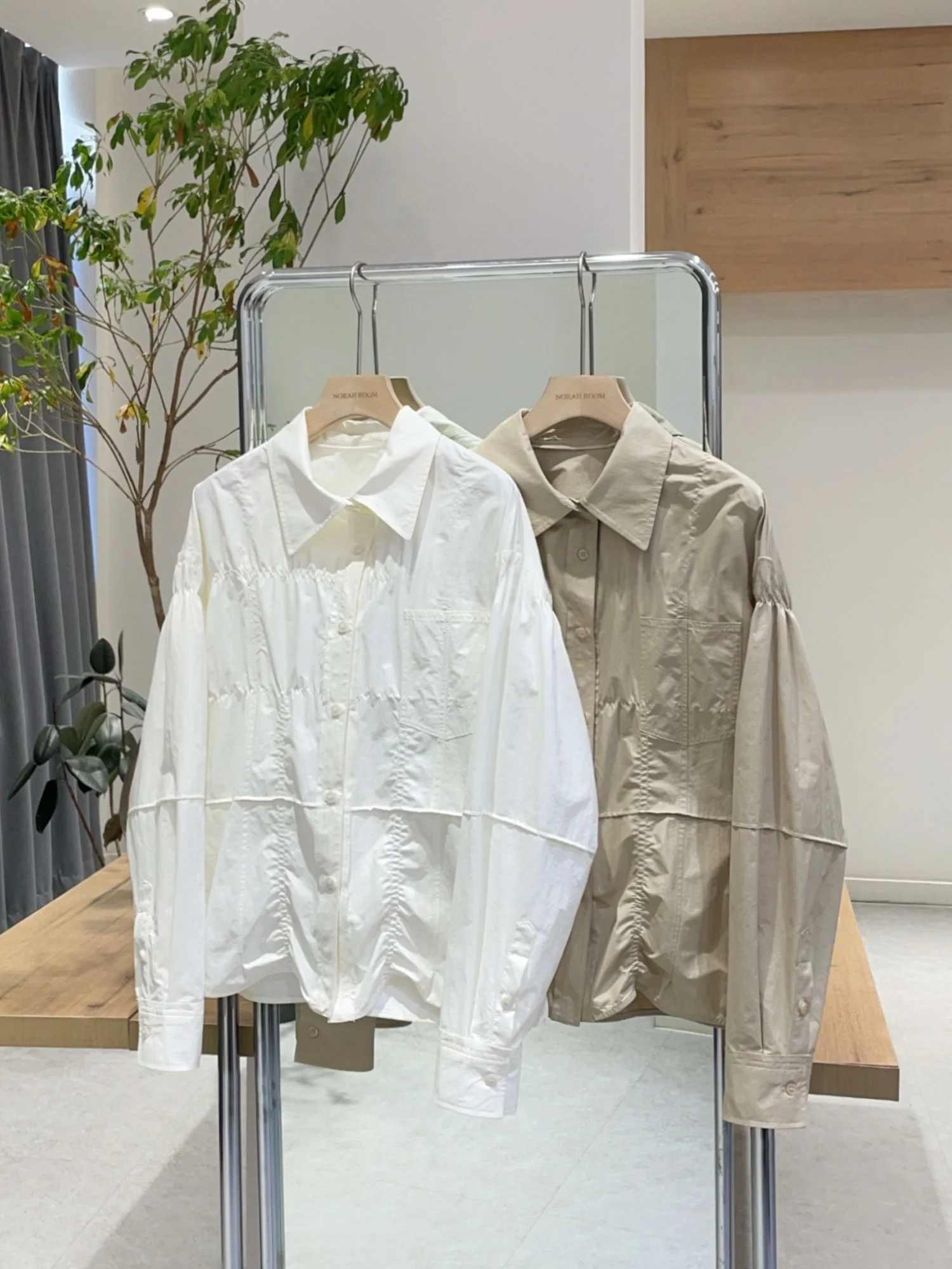 

Nok Xiaola Authentic Brand MK Spring 2025 New Folded Workwear Single Button irt Korean Sle Straight Cut Long Sve