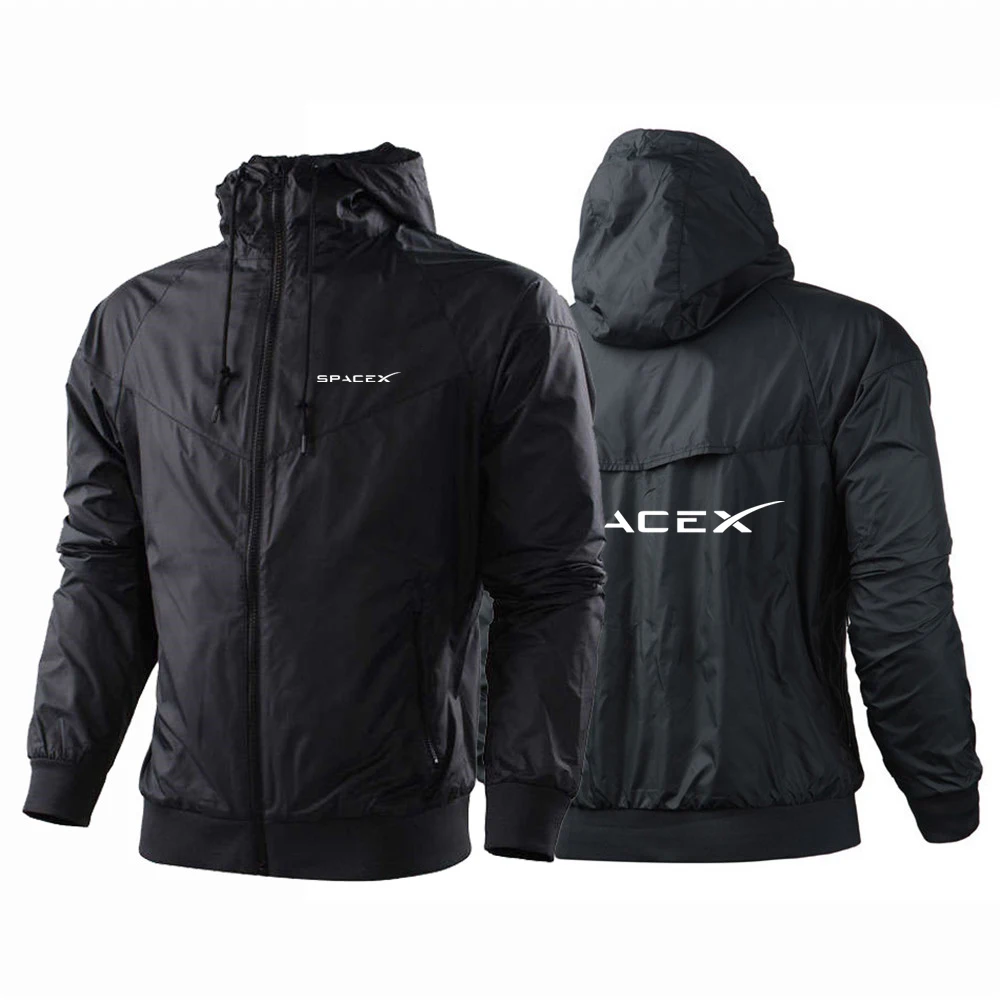 2025 Spring And Autumn Man's SPACEX SPACE X LOGO ELON Logo Print Leisure Style Windproof Coat Comfortable Hooded Jacket Hoodies view 4