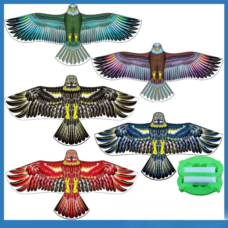 Flat Eagle Kite 1.1m Flying Bird Kite With 30 Meter Kite Line Large Kite Kids Gift Family Trips Garden Outdoor Sports DIY Toy