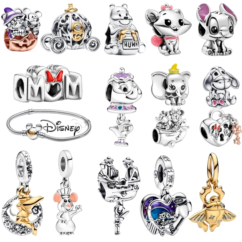 New Disney  Bead Pendant Fit Original Pandora Bracelet Stitch Charm Ladies Exquisite Party Jewelry Gift