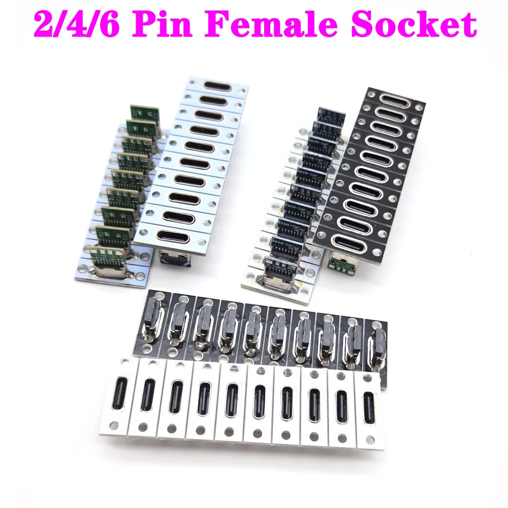 50PCS USB Type-C Female Charging Port 2PIN 4PIN USB-C Female Socket Connector Jack Mini Charger Plug Socket Accessories
