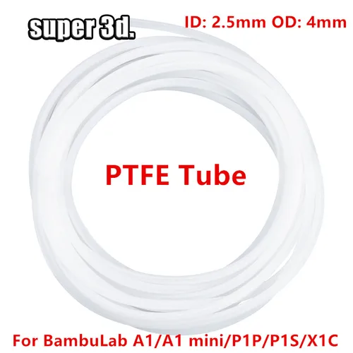 Tubo de PTFE de laboratorio Bambu, 1/2/50M, ID 2,5mm OD 4mm P1P AMS A1, Mini tubo de Teflonto de 1,75mm para impresora 3D BambuLab A1/A1 mini/P1P/P1S/X1C